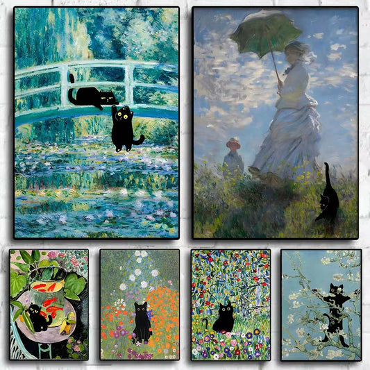 Famous Claude Monet Black Cat Artwork